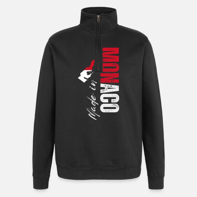 Made in Monaco, vertical design - Quarter-Zip Sweatshirt - black
