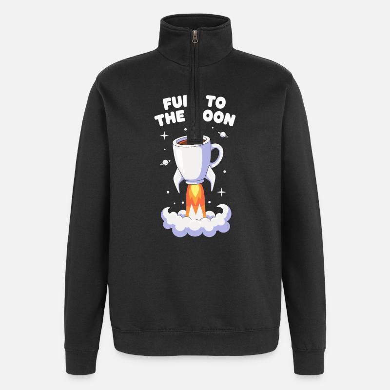 Kaffee Rakete Mondflug - Quarter-Zip-Sweatshirt - Schwarz