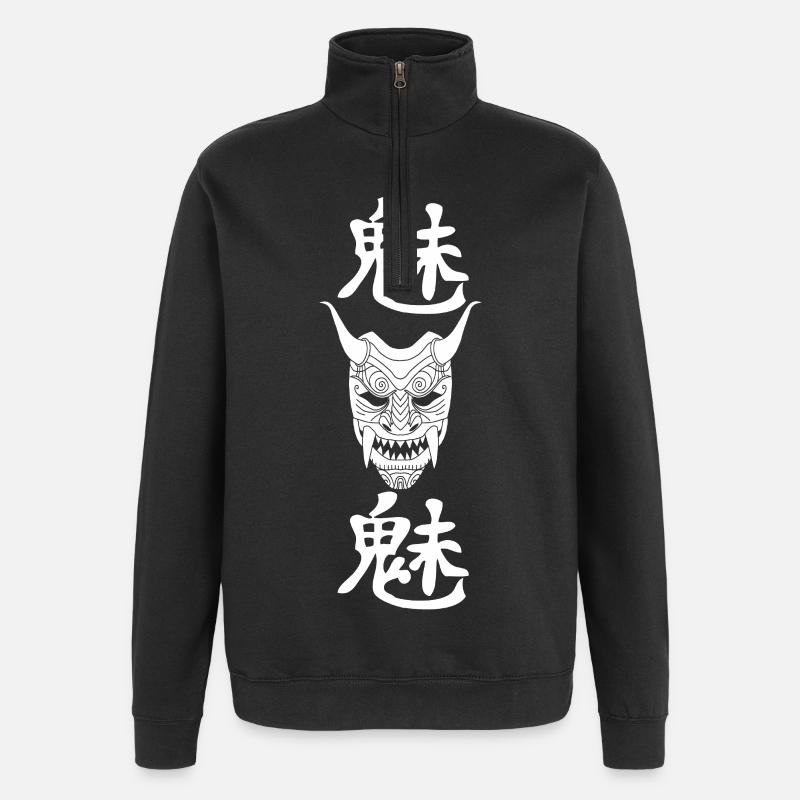 Japanischer weißer Dämon - Quarter-Zip-Sweatshirt - Schwarz