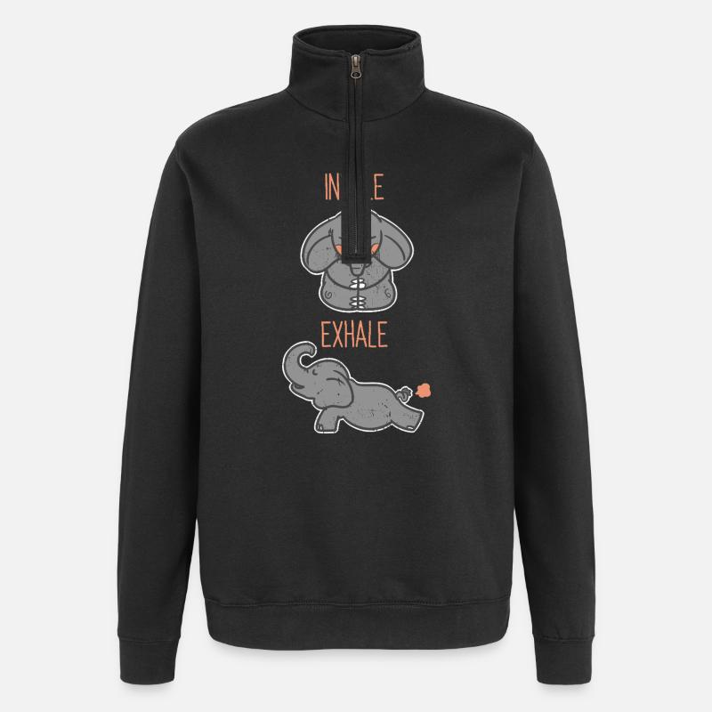 Yoga Elephant - Inhale, Exhale - Quarter-Zip Sweatshirt - black