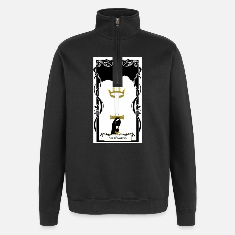 Ass der Schwerter - Quarter-Zip-Sweatshirt - Schwarz
