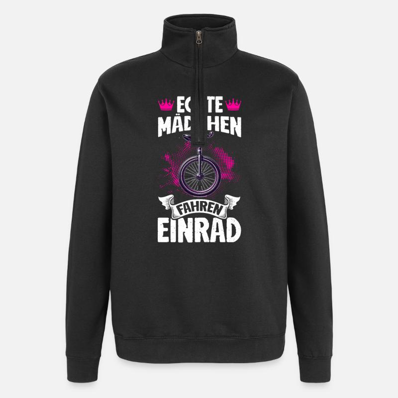 Echte Mädchen Fahren Einrad - Quarter-Zip-Sweatshirt - Schwarz