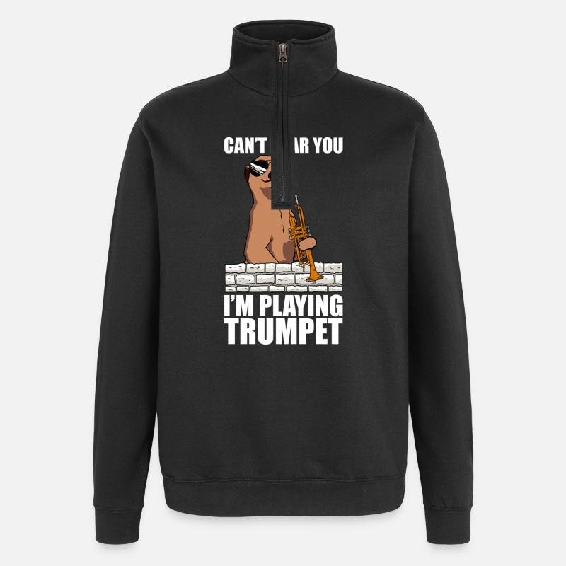 Can't hear you trumpet player - Quarter-Zip Sweatshirt - black
