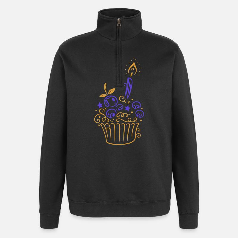 Cupcake mit Blaubeeren - Süßes Backmotiv - Quarter-Zip-Sweatshirt - Schwarz
