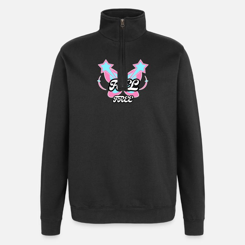 Sentez-vous libre : Emblème Papillon - Sweat à zip 1/4 - noir
