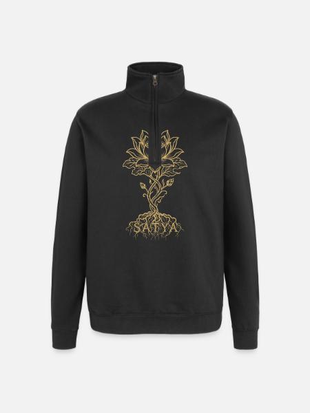 Golden Lotus Mandala Roots - Quarter-Zip Sweatshirt - black