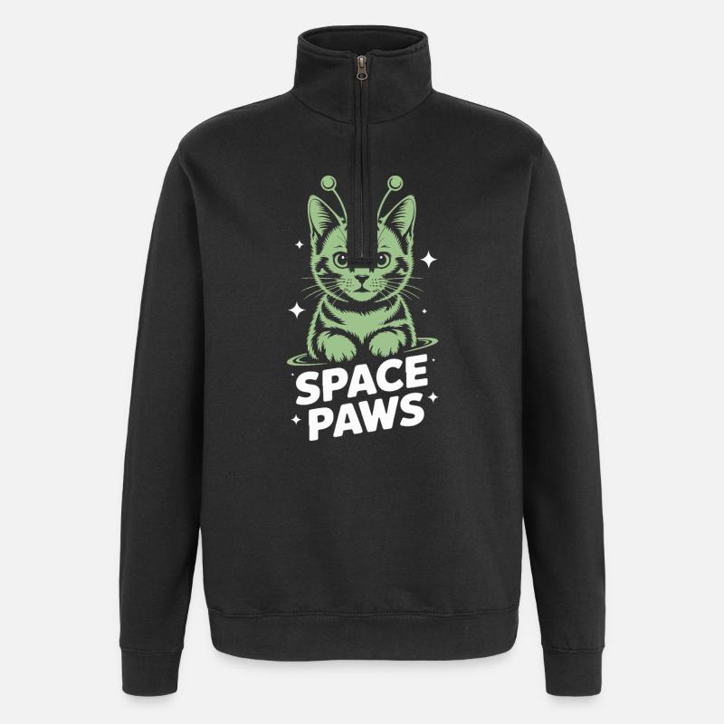 Space Cat Astral Paws - Quarter-Zip Sweatshirt - black