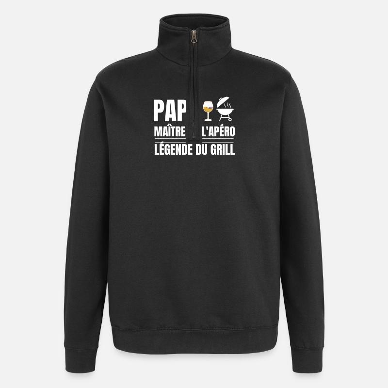 Papa Maître Apéro Gril Légende - Sweat à zip 1/4 - noir
