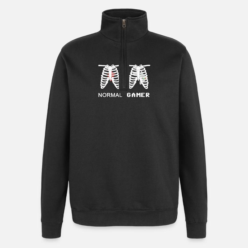 Gamer Anatomie Skelett 8bit - Quarter-Zip-Sweatshirt - Schwarz