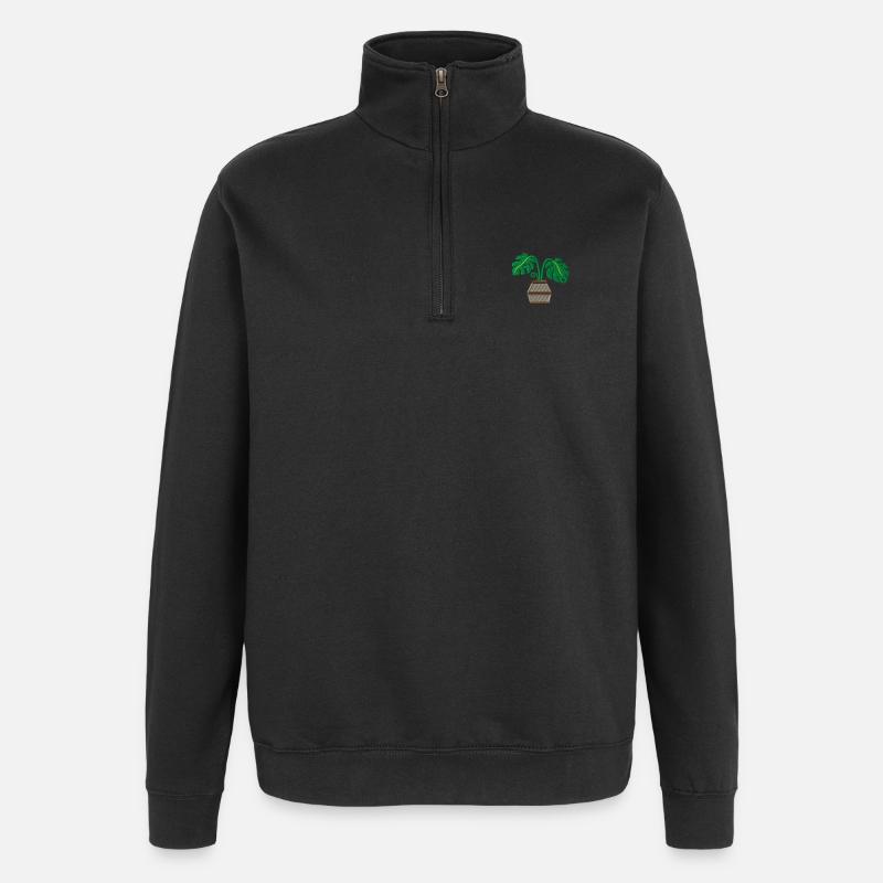 Topfpflanze 1 - Quarter-Zip-Sweatshirt - Schwarz