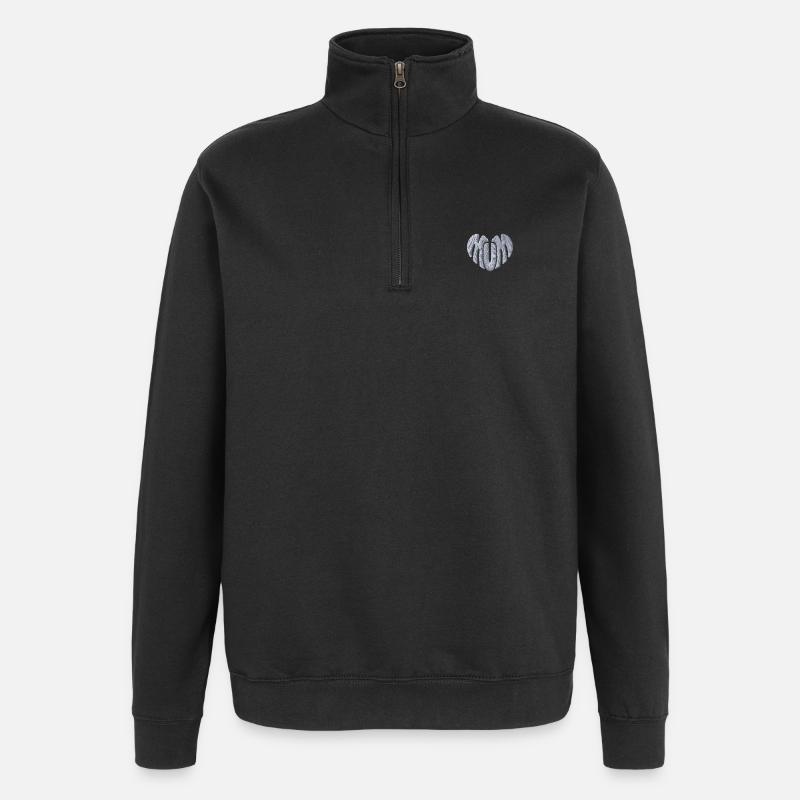 Mum Herzweiß bestickt - Quarter-Zip-Sweatshirt - Schwarz