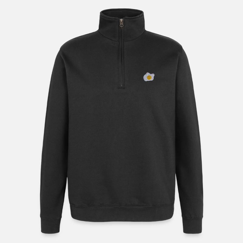 Fried egg embroidered - Quarter-Zip Sweatshirt - black