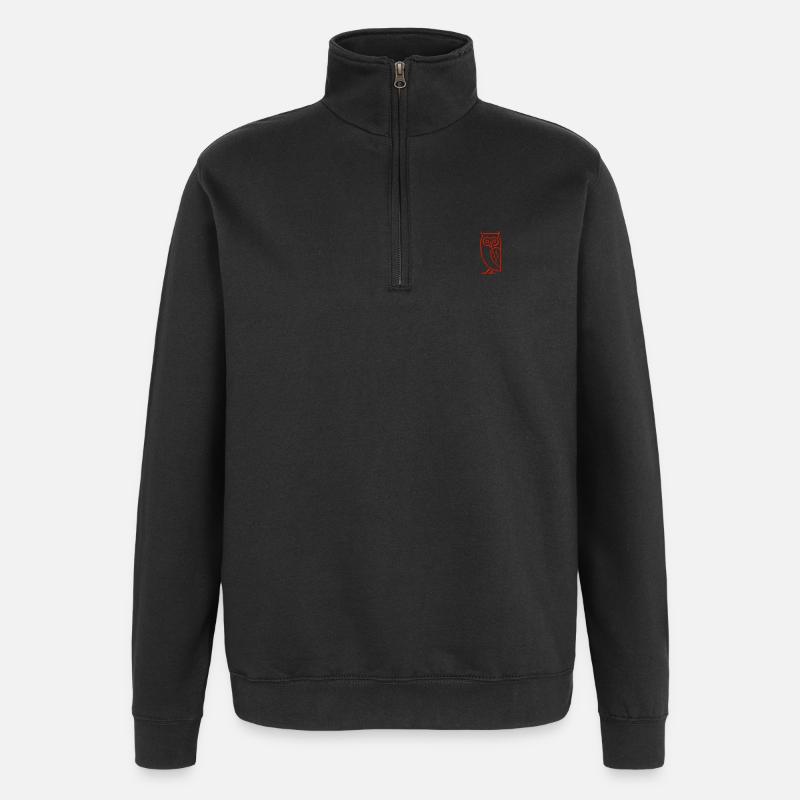 Eule - Quarter-Zip-Sweatshirt - Schwarz