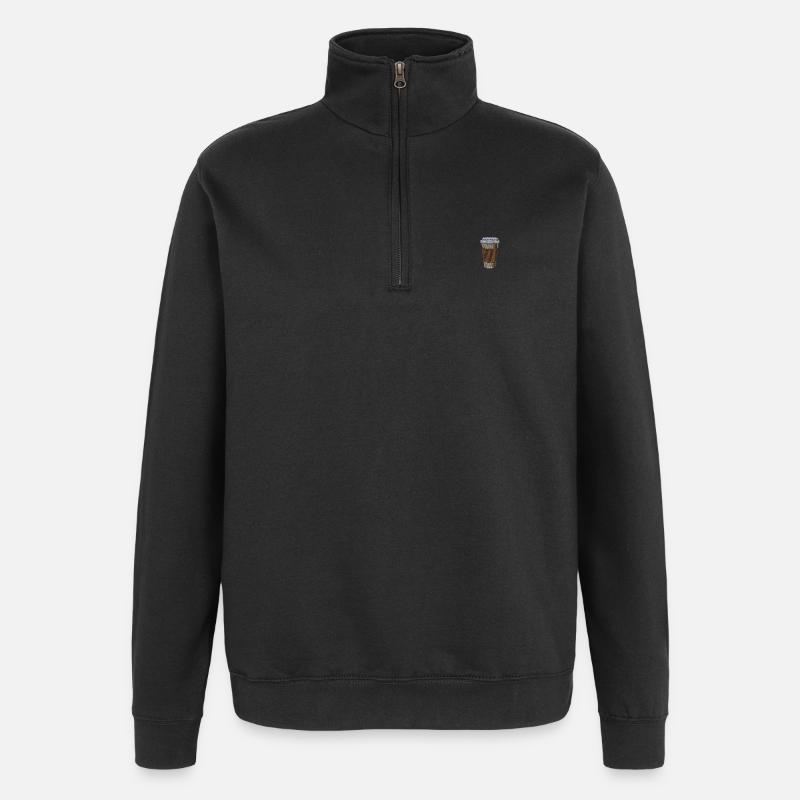 Tasse à café brodée - Sweat à zip 1/4 - noir