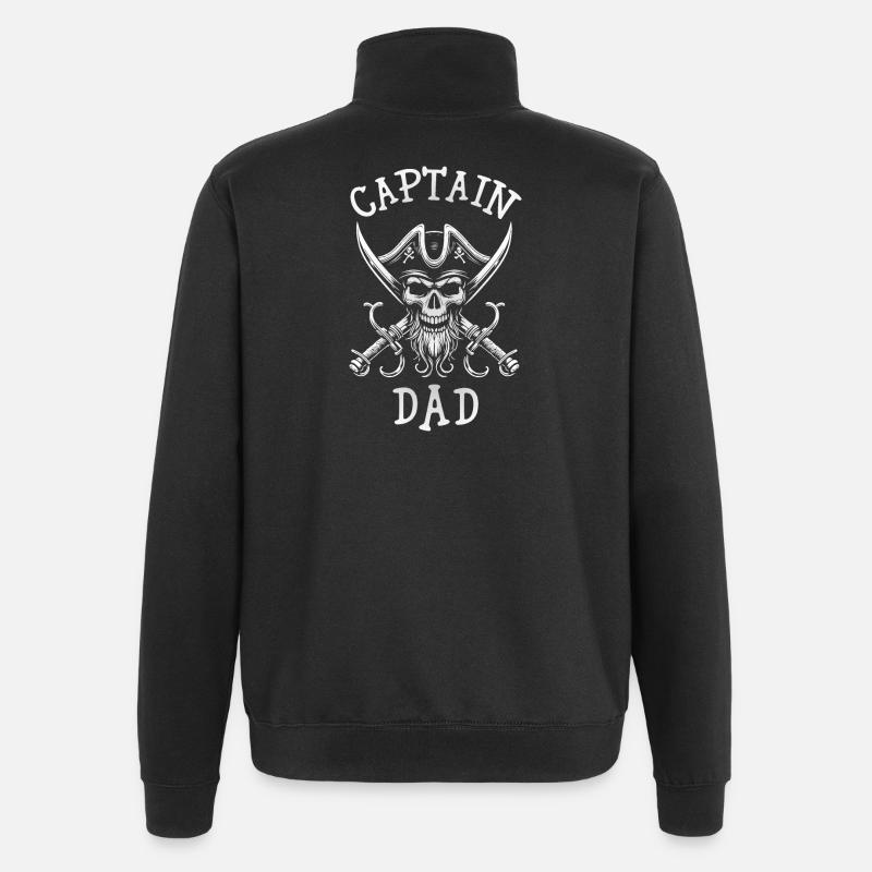 Pirate Skull Sabres, Captain Dad - Quarter-Zip Sweatshirt - black