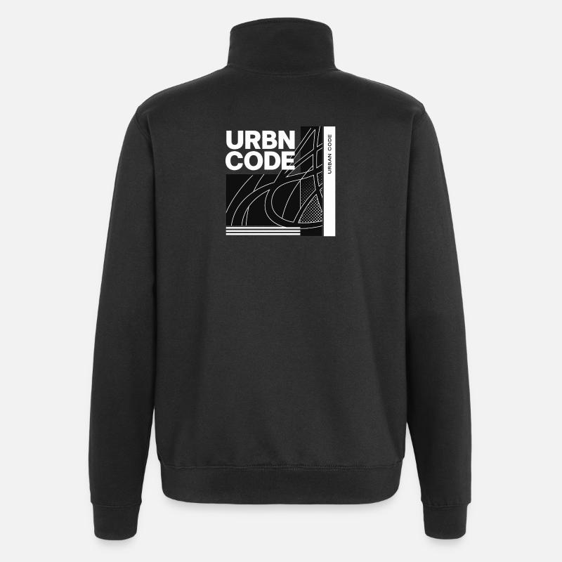 Conception de lignes de code urbain - Sweat à zip 1/4 - noir