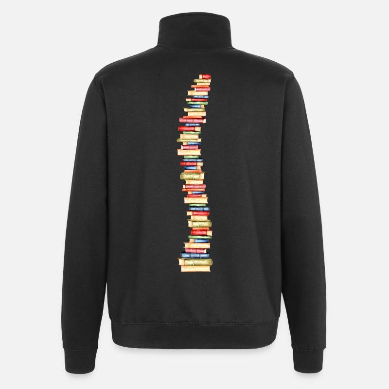 Books spine backbone bookworm - Quarter-Zip Sweatshirt - black
