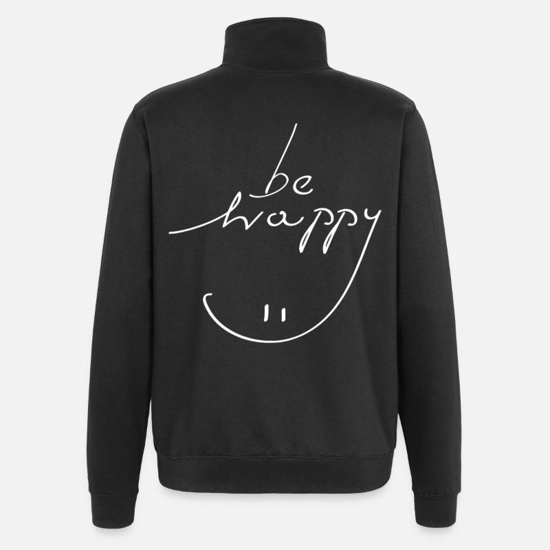 être heureux sourire - Sweat à zip 1/4 - noir