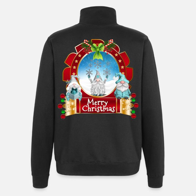 Merry Christmas Gnome Trio Snowframe - Quarter-Zip Sweatshirt - black