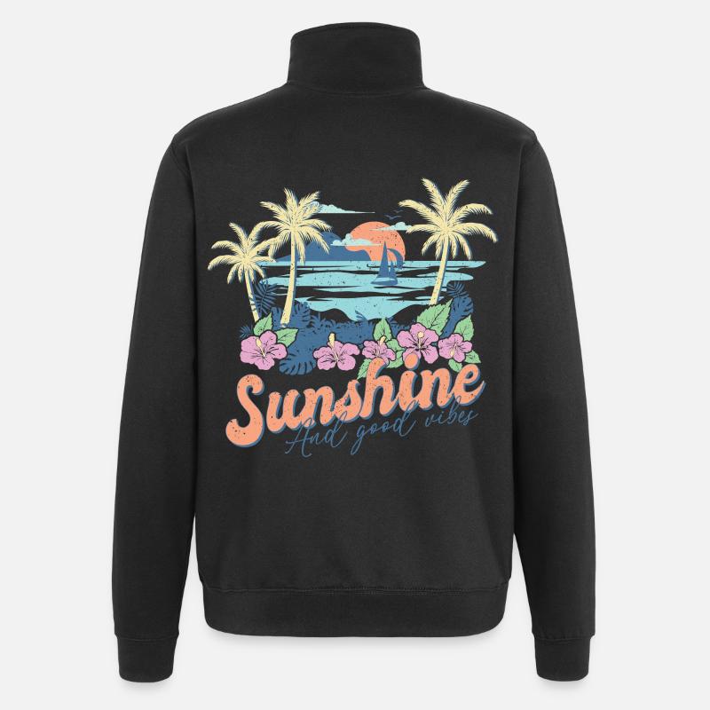 Sunshine And Great Vibes Summer - Quarter-Zip Sweatshirt - black