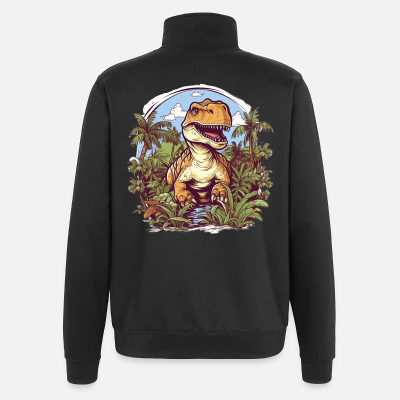 T-Rex Dessin animé Jungle - Sweat à zip 1/4 - noir