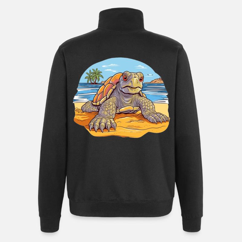 Turtle on the Beach Illustration - Quarter-Zip Sweatshirt - black