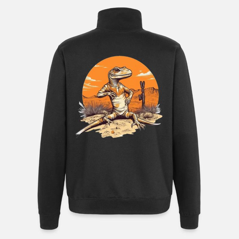 Desert Crocodile with Sunset - Quarter-Zip Sweatshirt - black