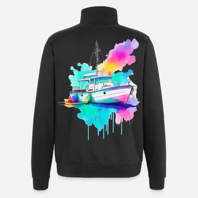 Segelboot - Quarter-Zip-Sweatshirt - Schwarz