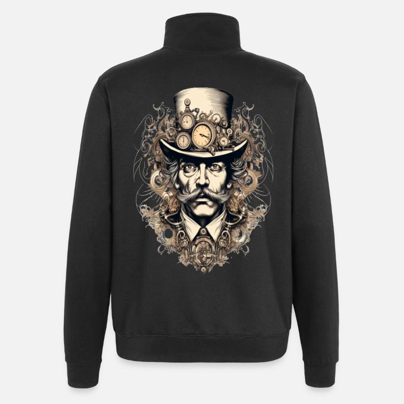 Steampunk Gentleman with Watches - Quarter-Zip Sweatshirt - black