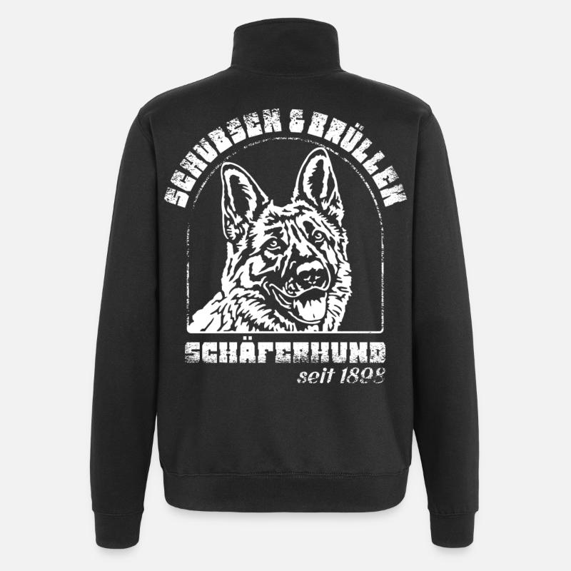 Schubsen und Brüllen Schäferhund - Quarter-Zip-Sweatshirt - Schwarz