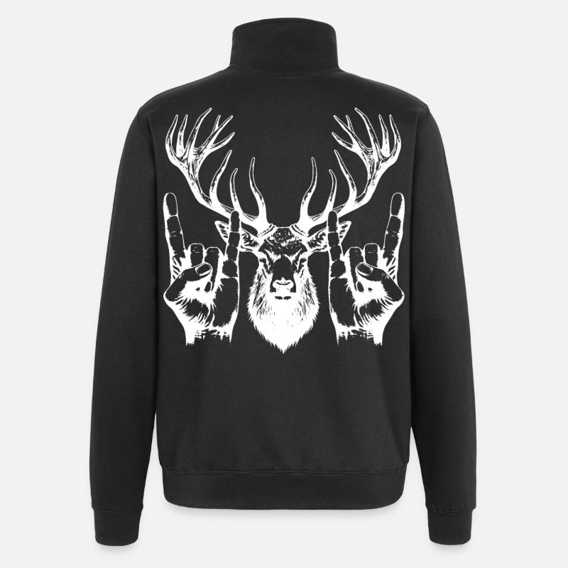 tête en métal fourche signe Cool - Sweat à zip 1/4 - noir