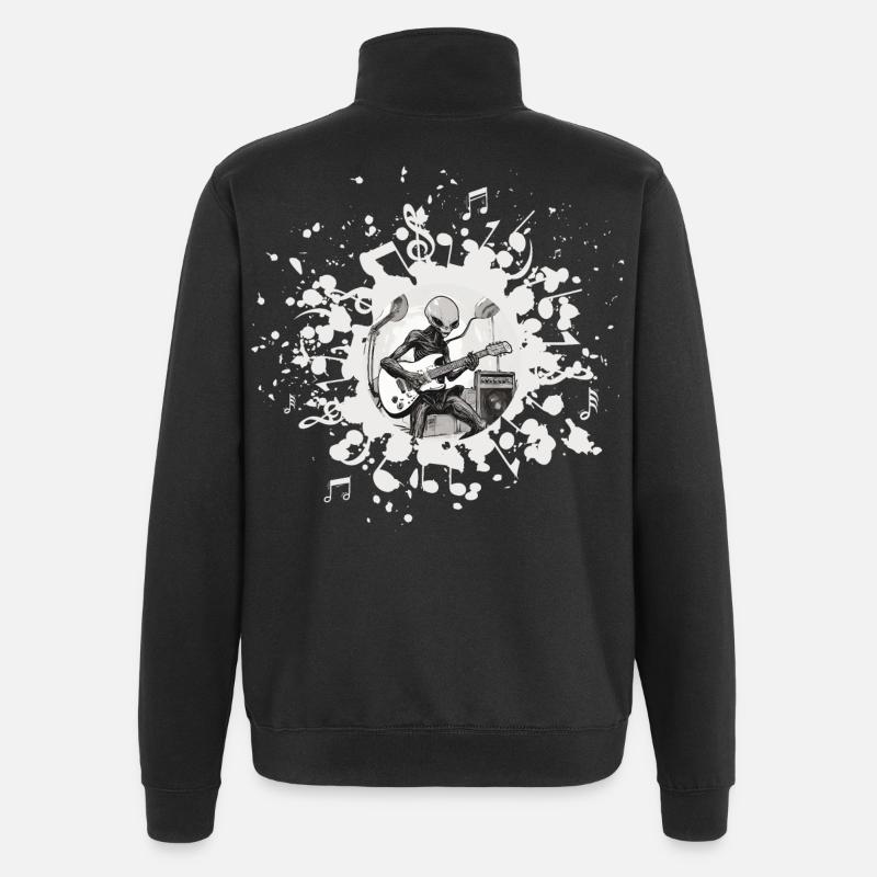 Alien Musiker mit Gitarre - Quarter-Zip-Sweatshirt - Schwarz