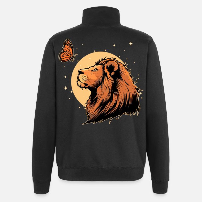 Lion avec papillon - Sweat à zip 1/4 - noir