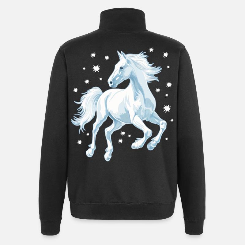 Pferd mit Sternen - Quarter-Zip-Sweatshirt - Schwarz