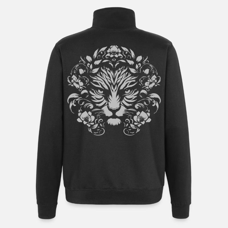 Baumgesicht Ornament - Quarter-Zip-Sweatshirt - Schwarz