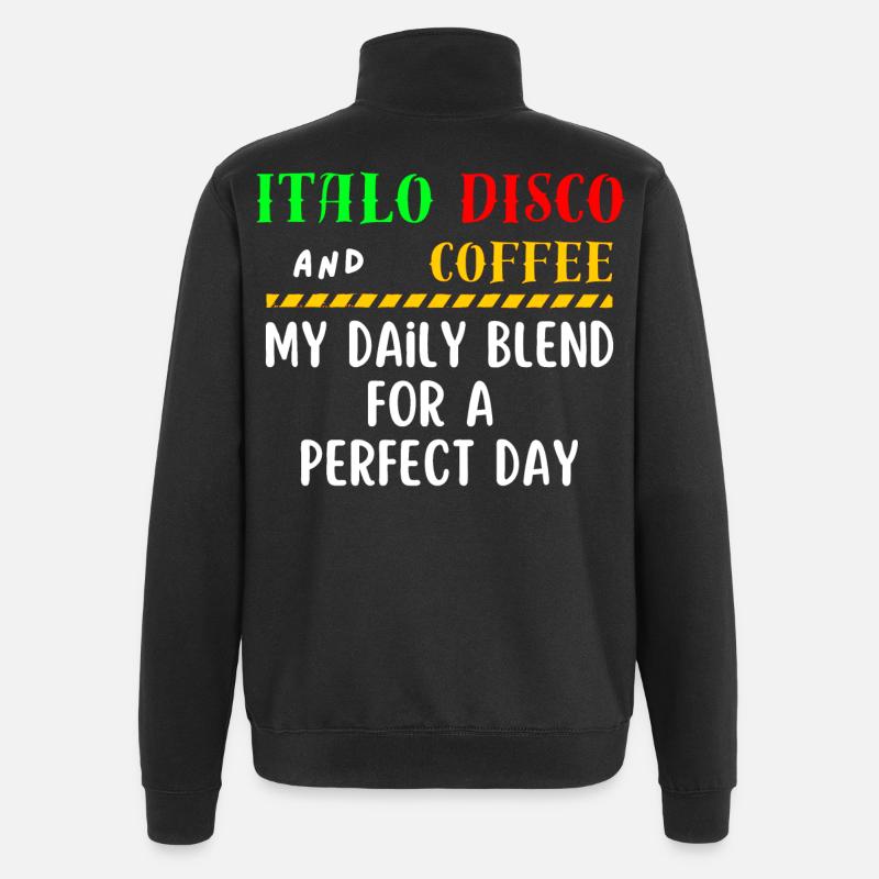 Italo Disco und Kaffeehemd - Quarter-Zip-Sweatshirt - Schwarz
