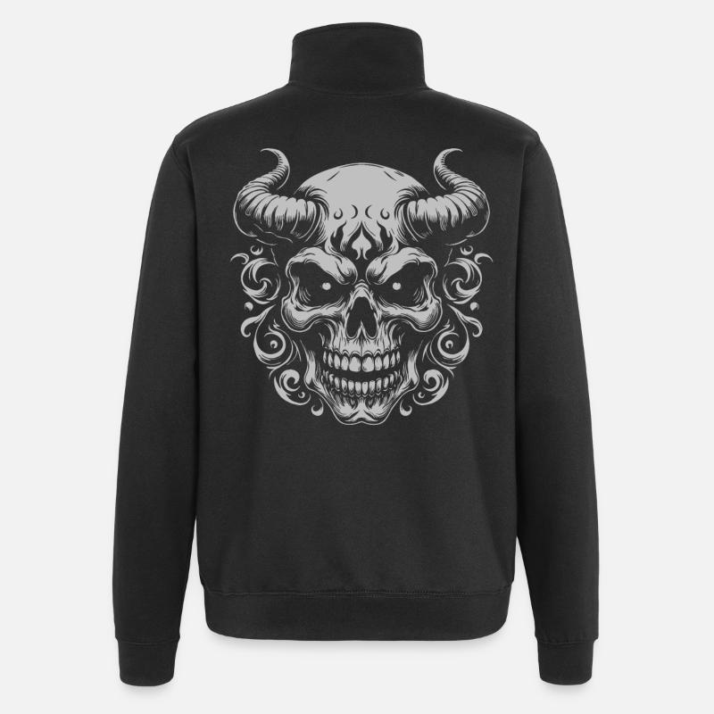 Dämonischer Hornschädel Ornament - Quarter-Zip-Sweatshirt - Schwarz