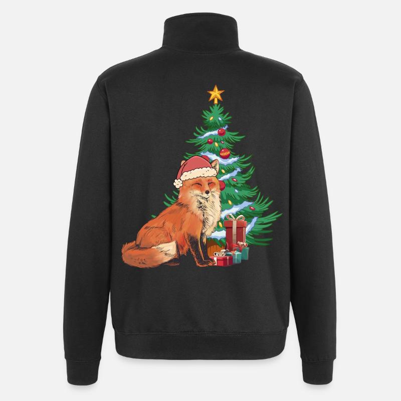 Fuchs Nikolaus Weihnachtsmann Santa Tannenbaum - Quarter-Zip-Sweatshirt - Schwarz
