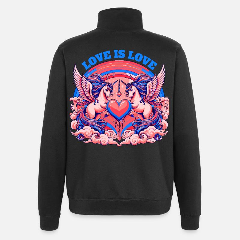 Love is Love Blau - Quarter-Zip-Sweatshirt - Schwarz