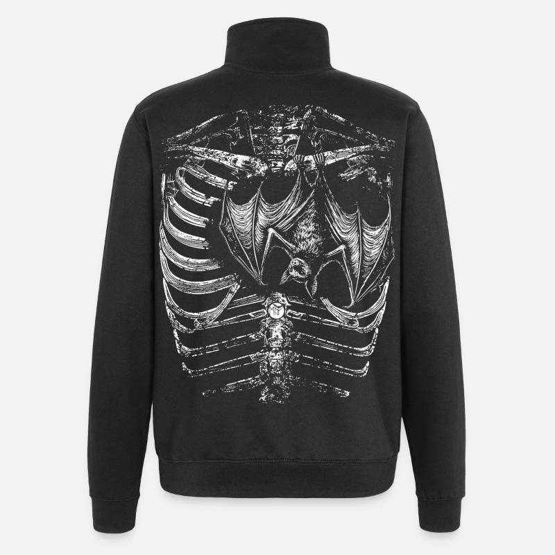 X-Ray Skeleton Body with Bat - Quarter-Zip Sweatshirt - black