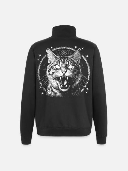 Bewitched Tabby - Quarter-Zip-Sweatshirt - Schwarz