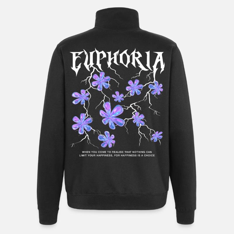 Euphorie Éclair Fleurs - Sweat à zip 1/4 - noir