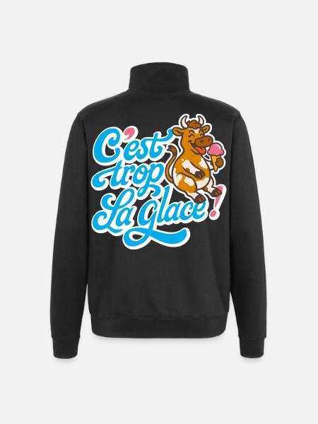 C'est trop la glace ! - Sweat à zip 1/4 - noir