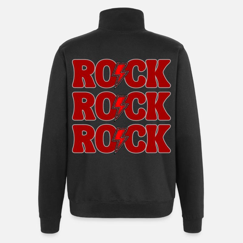 ROCK Drei rote Logos - Quarter-Zip-Sweatshirt - Schwarz
