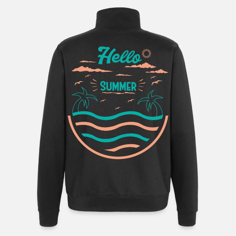 Summer Palm Tree Beach Design - Quarter-Zip Sweatshirt - black