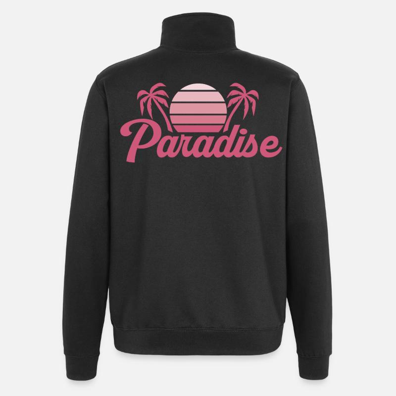 Silhouette de coucher de soleil tropical - Sweat à zip 1/4 - noir