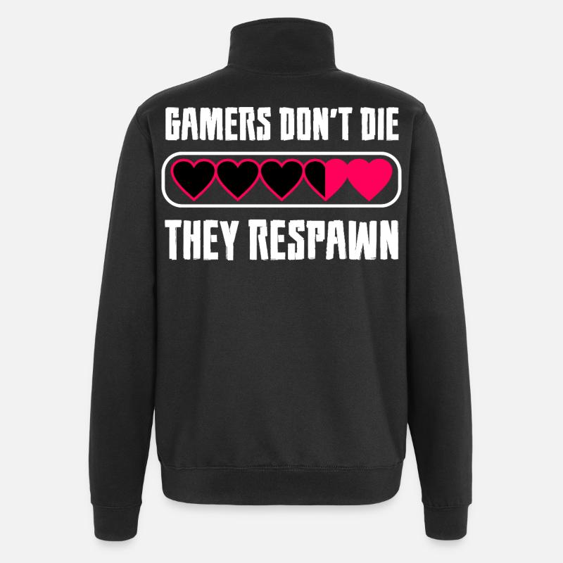 Gamer Herz Botschaft - Quarter-Zip-Sweatshirt - Schwarz
