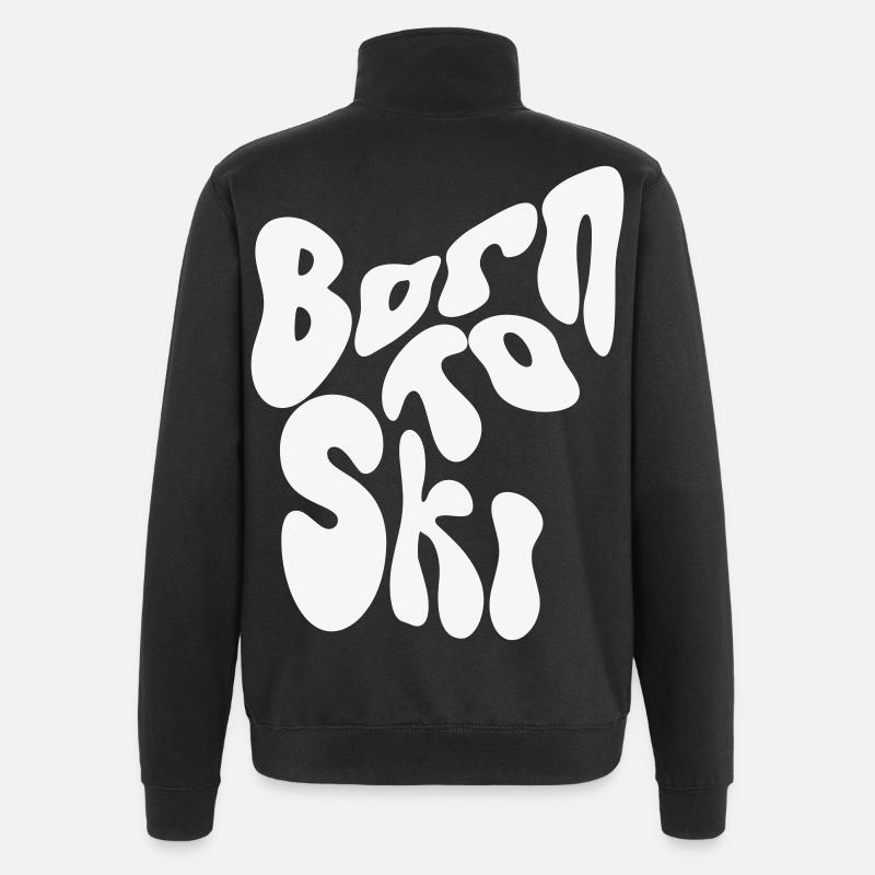 Né pour skier - Winter Design - Sweat à zip 1/4 - noir