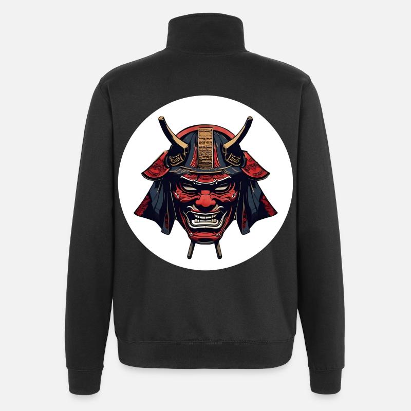 Casque de démon Oni rouge - Sweat à zip 1/4 - noir