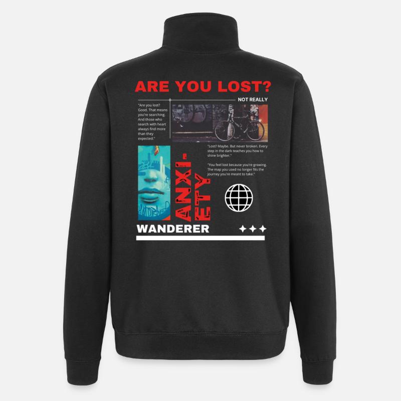 Perdu - Sweat à zip 1/4 - noir